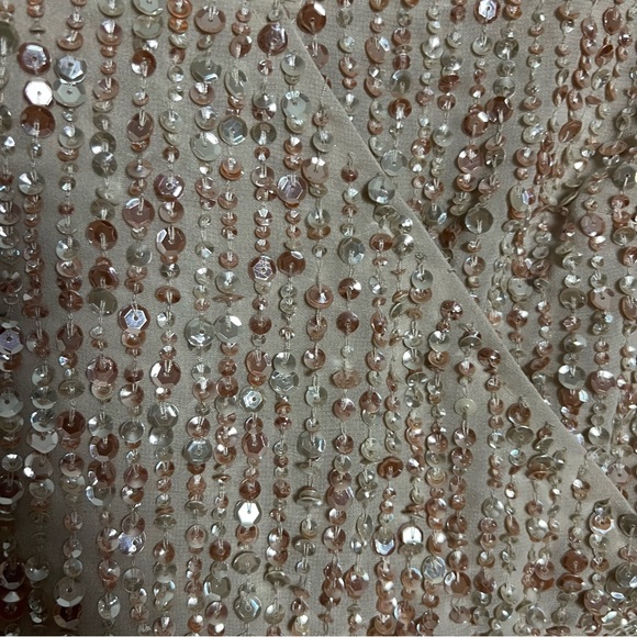 Mac Duggal Nude Sequin Long Sleeve Cocktail Midi Dress Size 4 Small - Picture 5 of 7